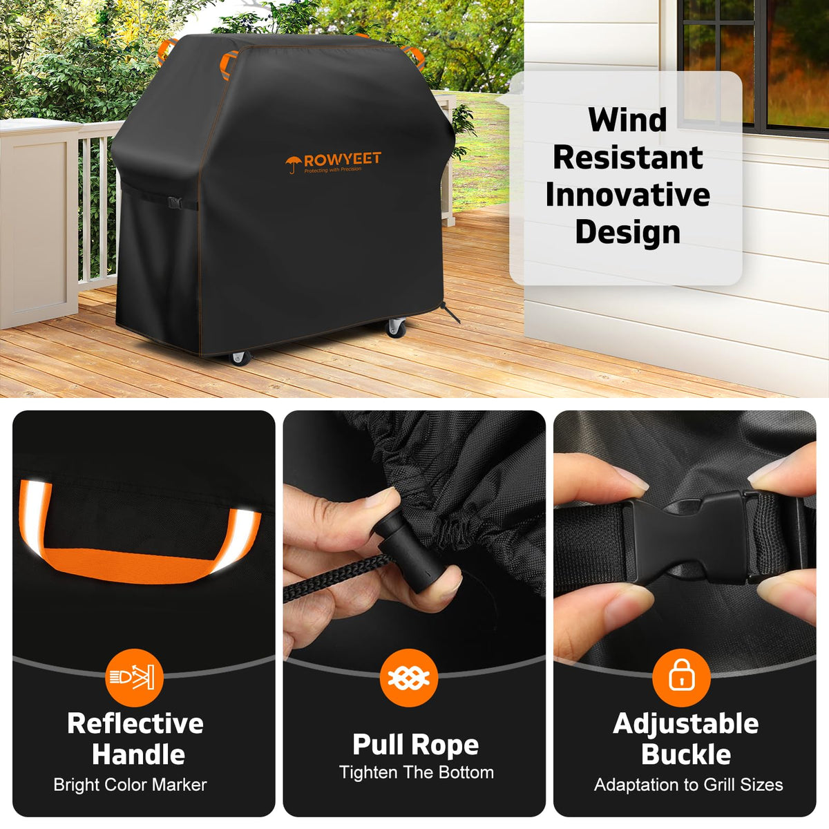 Reflective handle improves night visibility and helps avoid bumps during late setup