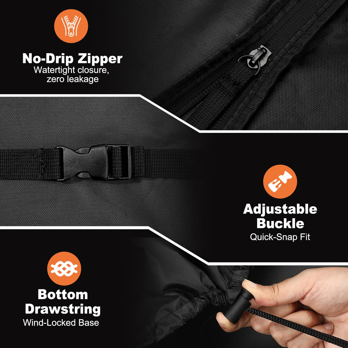 ROWYEET windproof buckle and drawstring securing the cover.