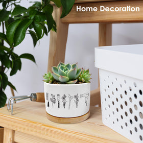 ROXMART ceramic planter sits on a desk, perfect for succulents.