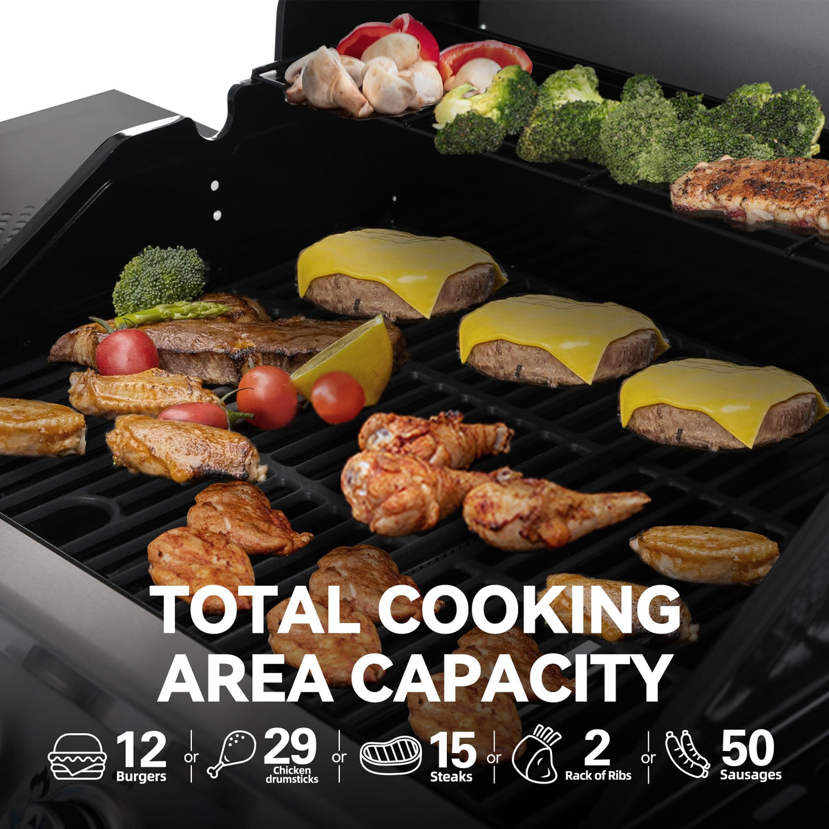 Royal Gourmet cast iron grates deliver even searing and durable performance.
