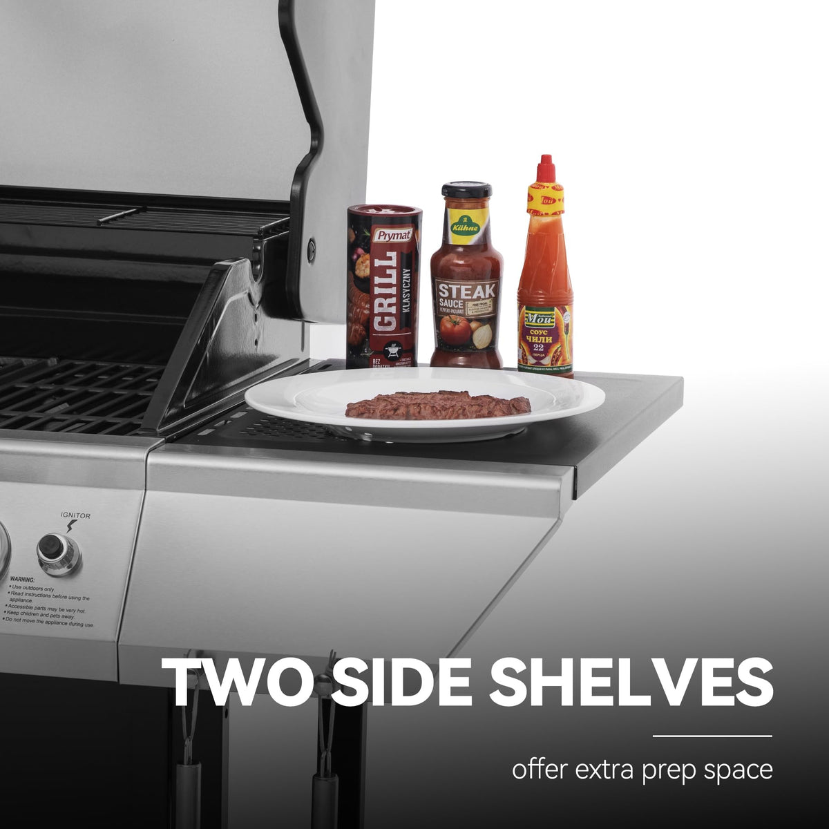 Royal Gourmet warming rack keeps food warm while finishing grill.