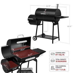 Royal Gourmet CC1830M lid thermometer supports precise heat management.