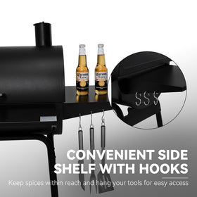 Royal Gourmet CC1830SC bottom shelf stores tools and coal safely