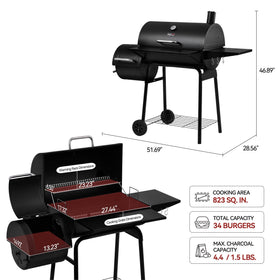 Royal Gourmet CC1830SC lid thermometer helps monitor temperature while grilling