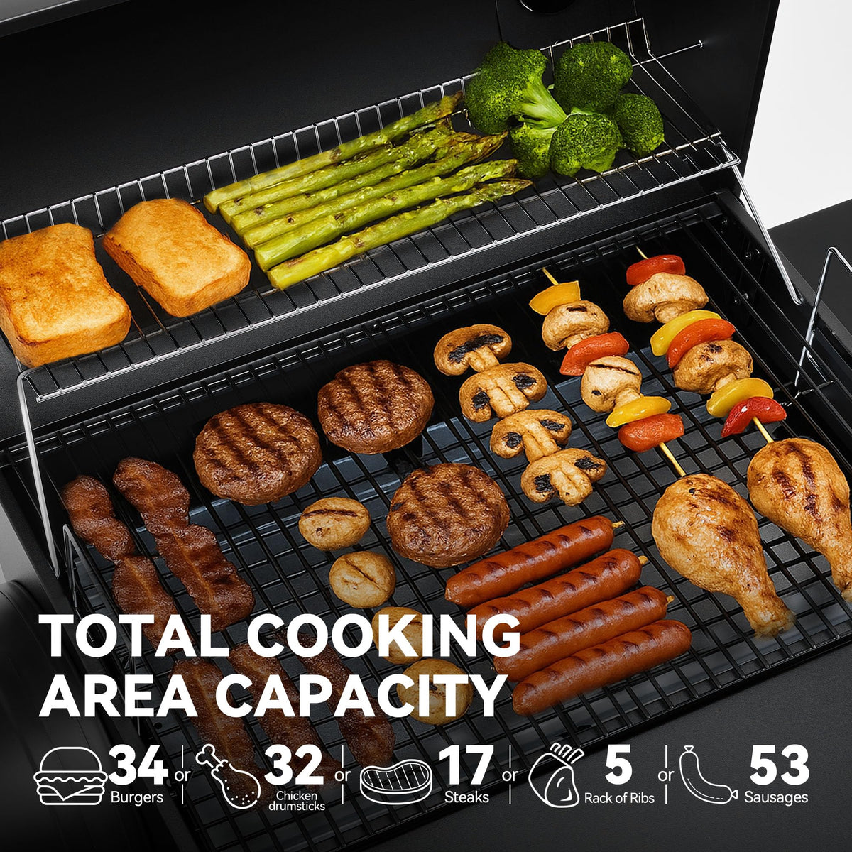 Royal Gourmet CC1830SC warming rack keeps sides warm for serving