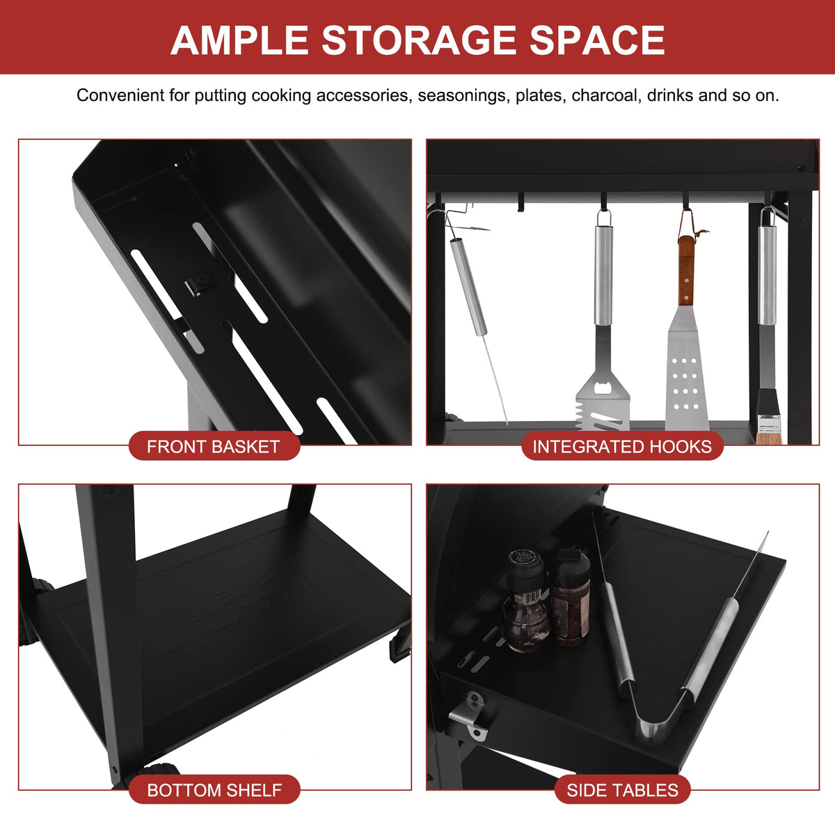 Royal Gourmet CC1830T air damper and smoke stack regulate temperature