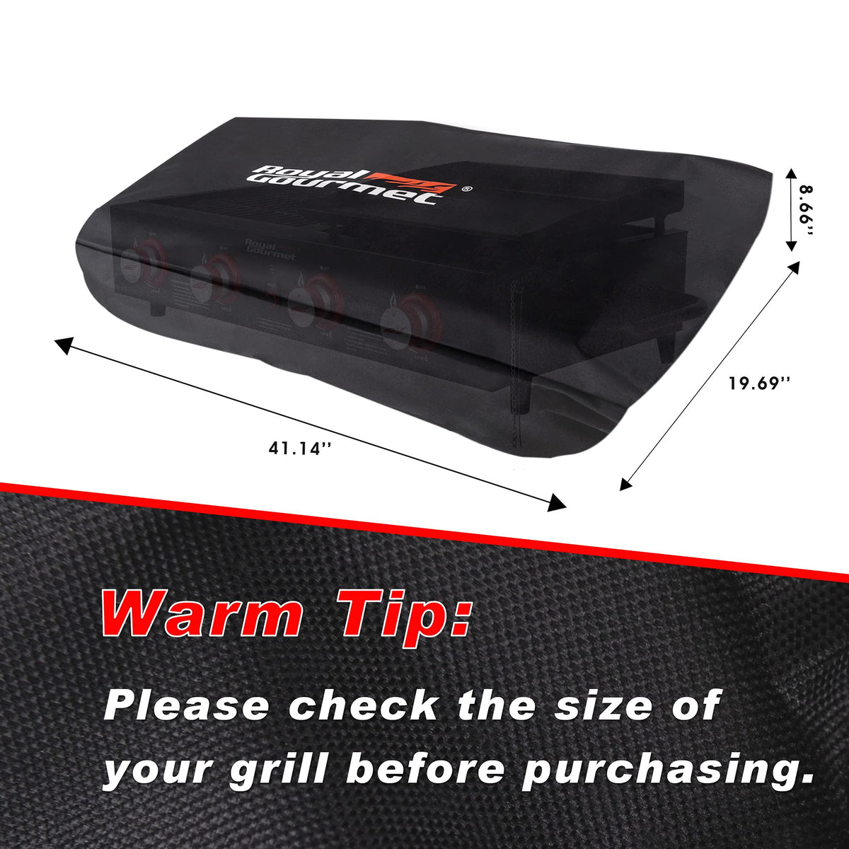 Royal Gourmet CR4002T cover, back view stays secure in wind