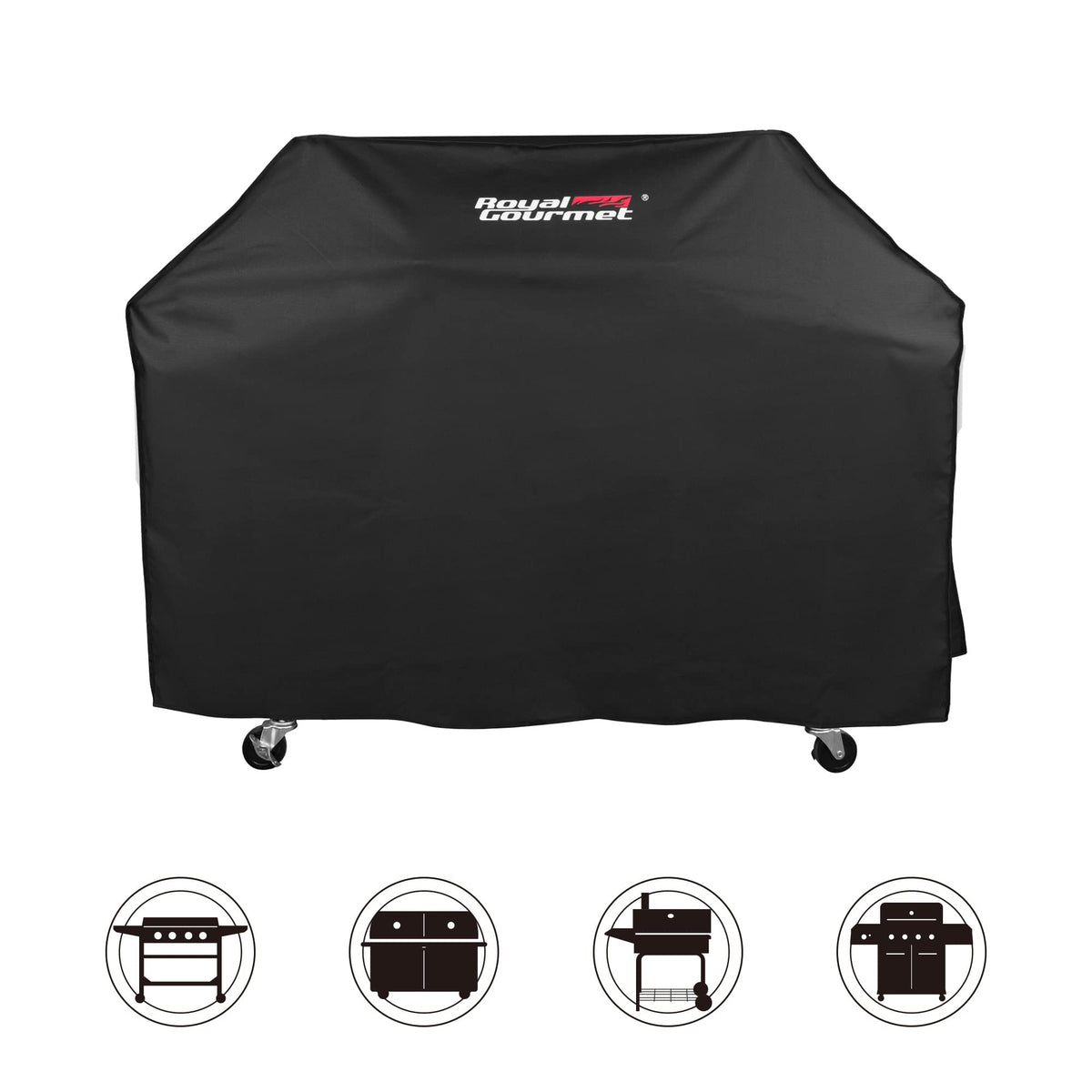 Royal Gourmet CR6412 dimensions illustrated for a 64-inch grill fit.