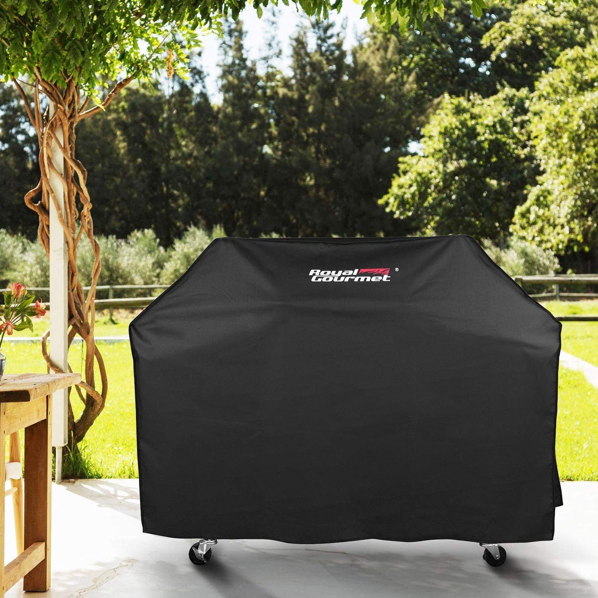 Royal Gourmet CR6412 cover with side straps prevents wind displacement.