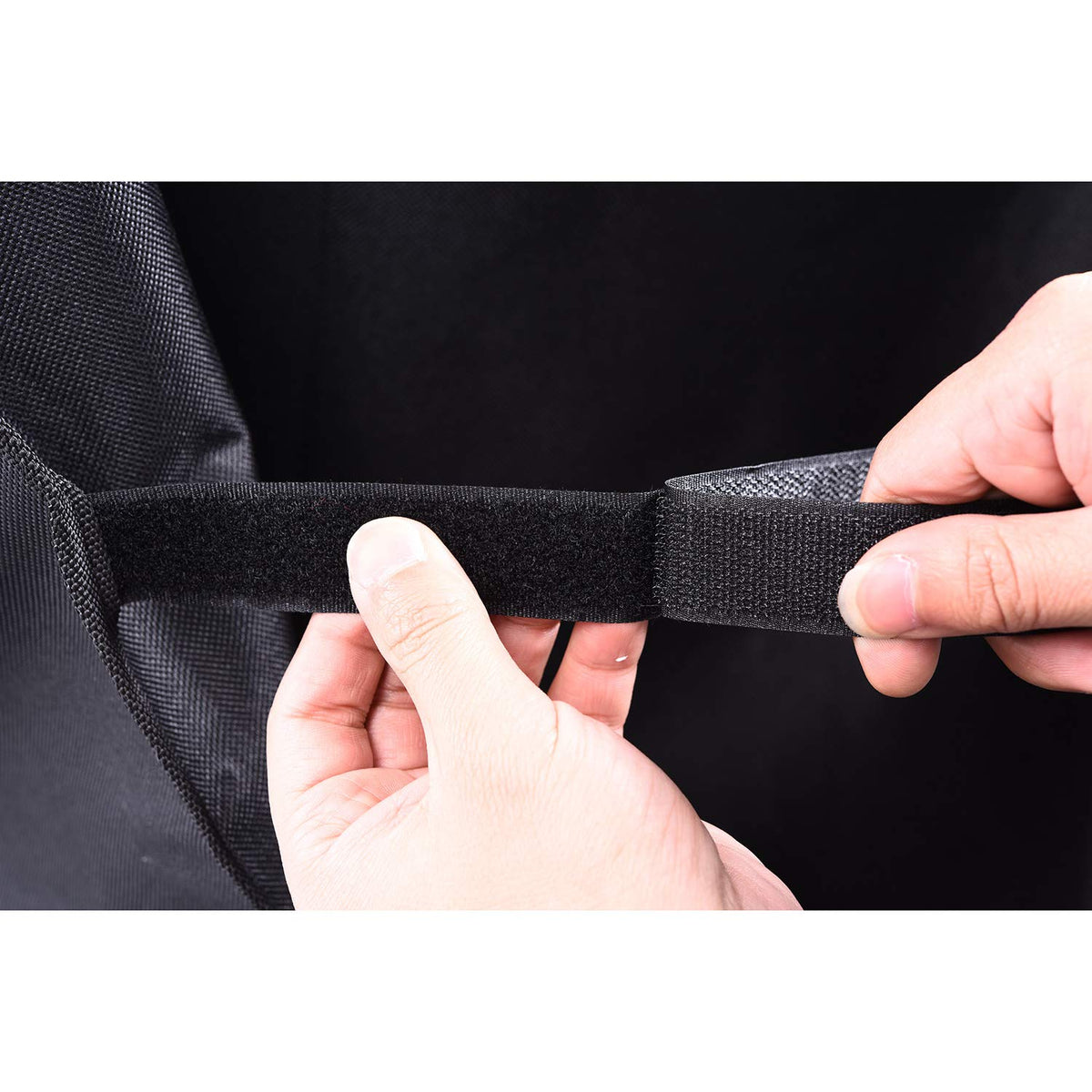 Royal Gourmet CR6412 cover secured by Velcro straps for windy days.