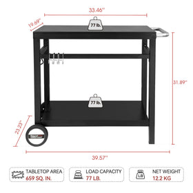 Royal Gourmet dining cart with movable wheels enables easy repositioning on patios.