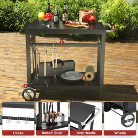 Royal Gourmet cart offers spacious shelves and tool hooks for organized BBQ essentials.