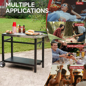 Royal Gourmet dining cart table cylinder hook supports a 20-lb gas cylinder.