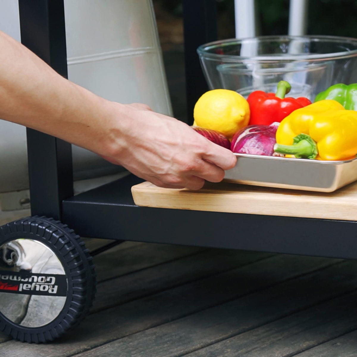 Royal Gourmet dining cart table suitable for indoor and outdoor use.