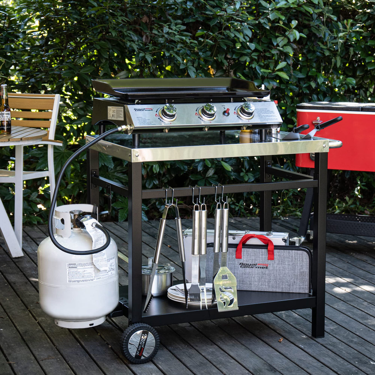 Royal Gourmet dining cart table set as pizza oven stand and more.