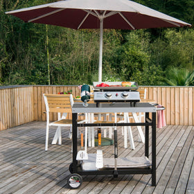 Royal Gourmet dining cart table side handle for simple transport.