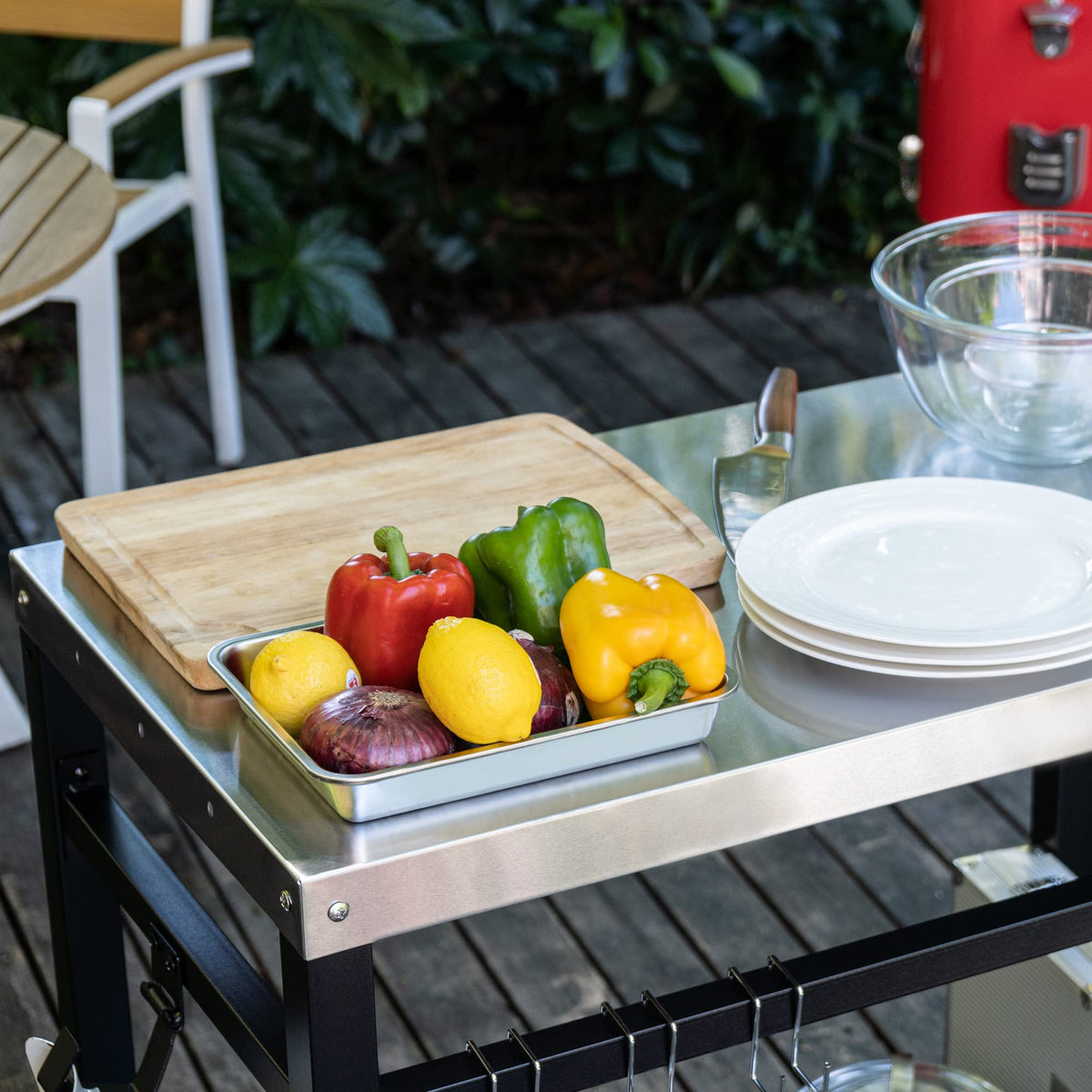 Royal Gourmet dining cart table wide top offering ample prep space.