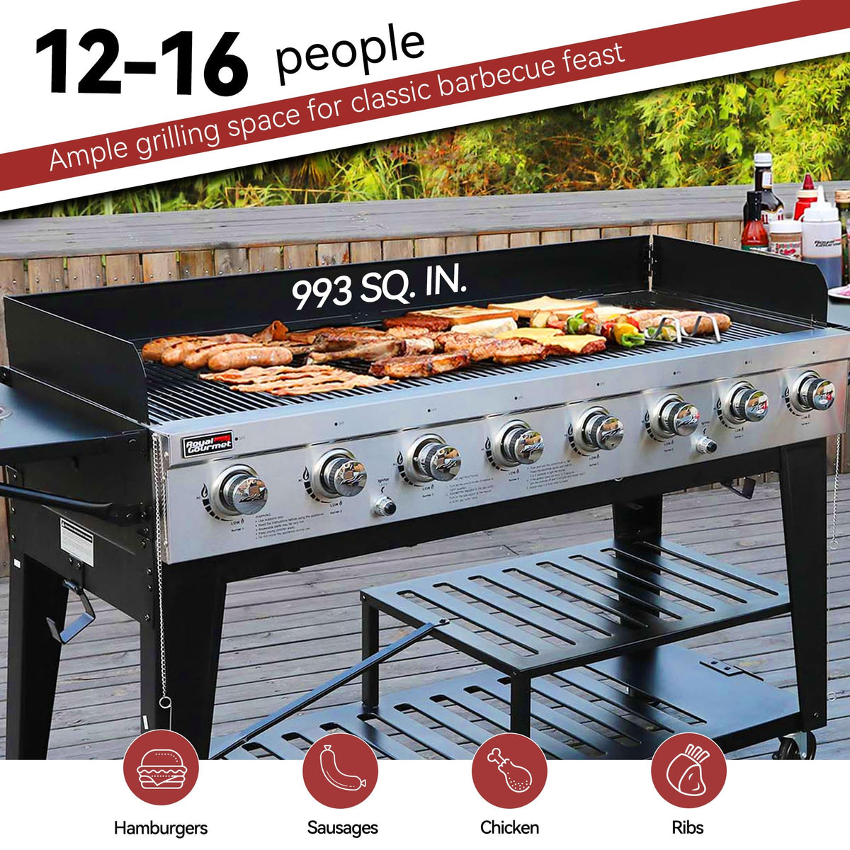 Royal Gourmet folding side tables providing extra prep space