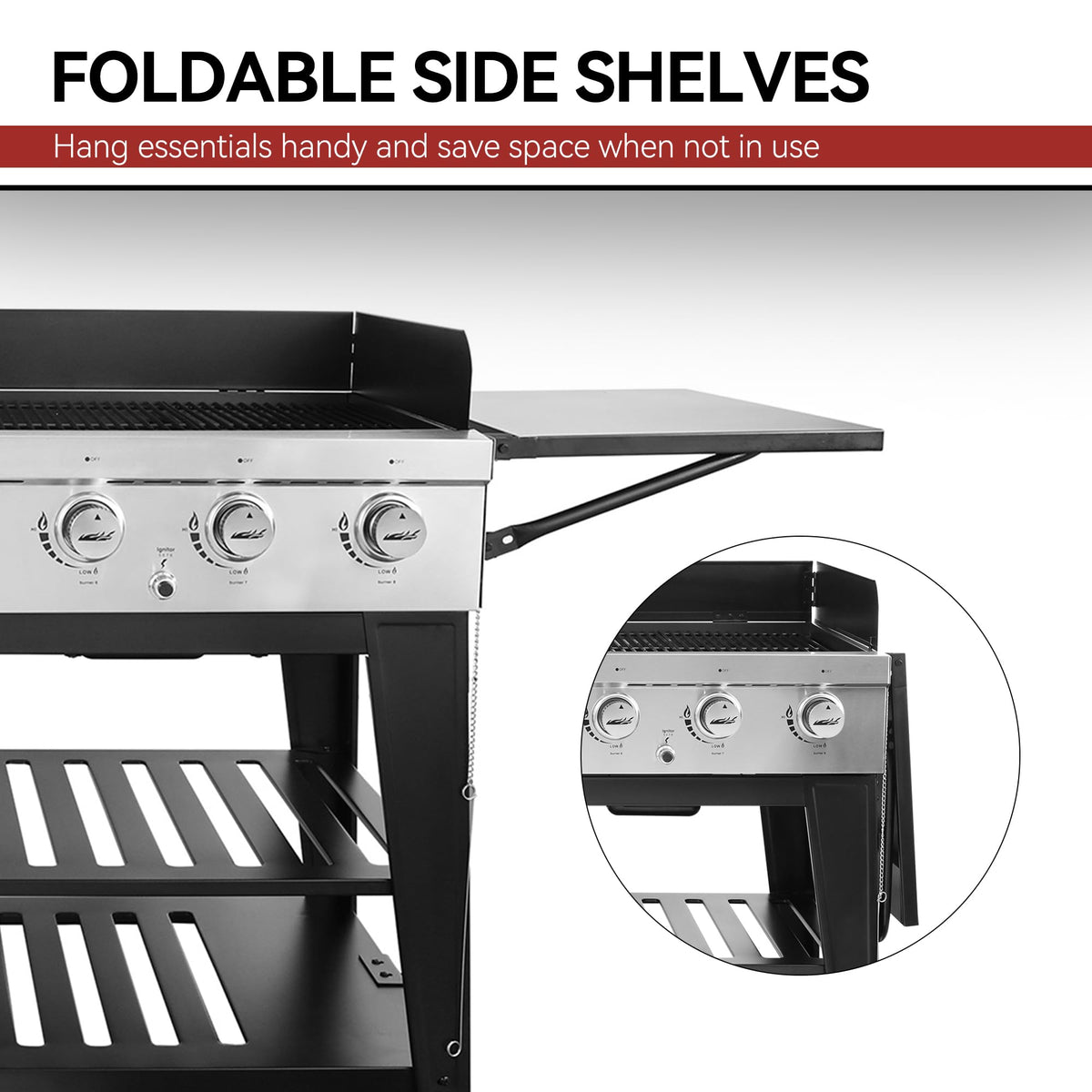 Royal Gourmet folding wind deflectors protecting flames in breezy outdoor spaces