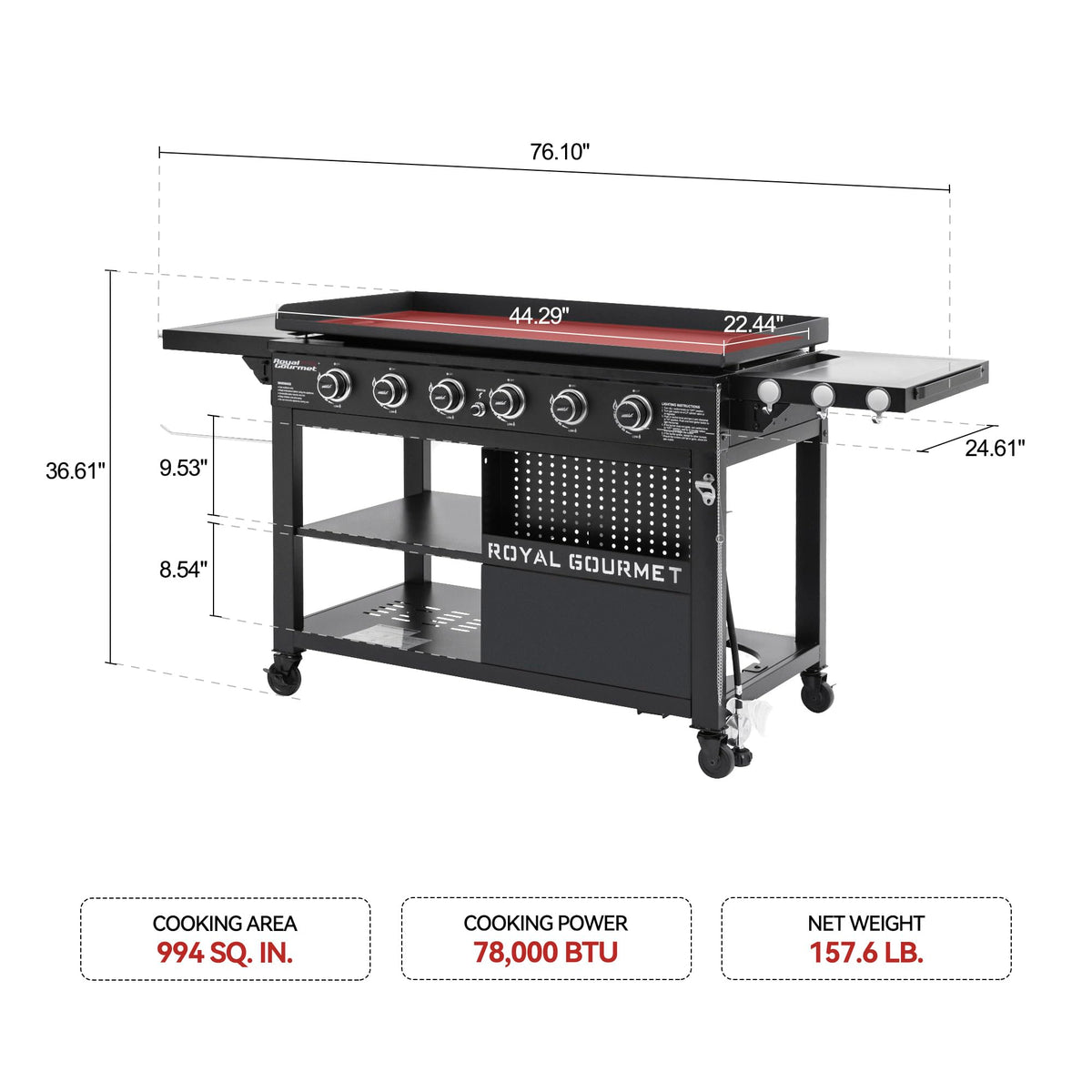 Royal Gourmet GB6000 folding side tables with towel rack and knife holder.