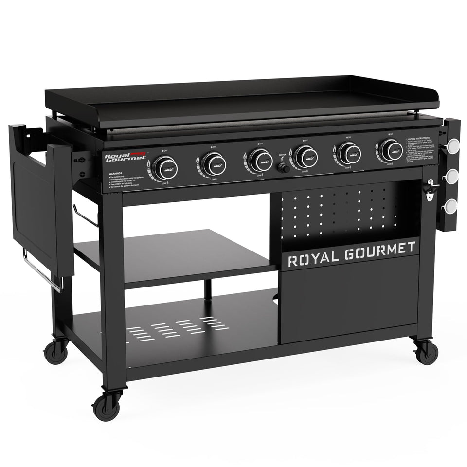 Royal Gourmet GB6000 six-burner gas griddle ready for a large backyard cookout.