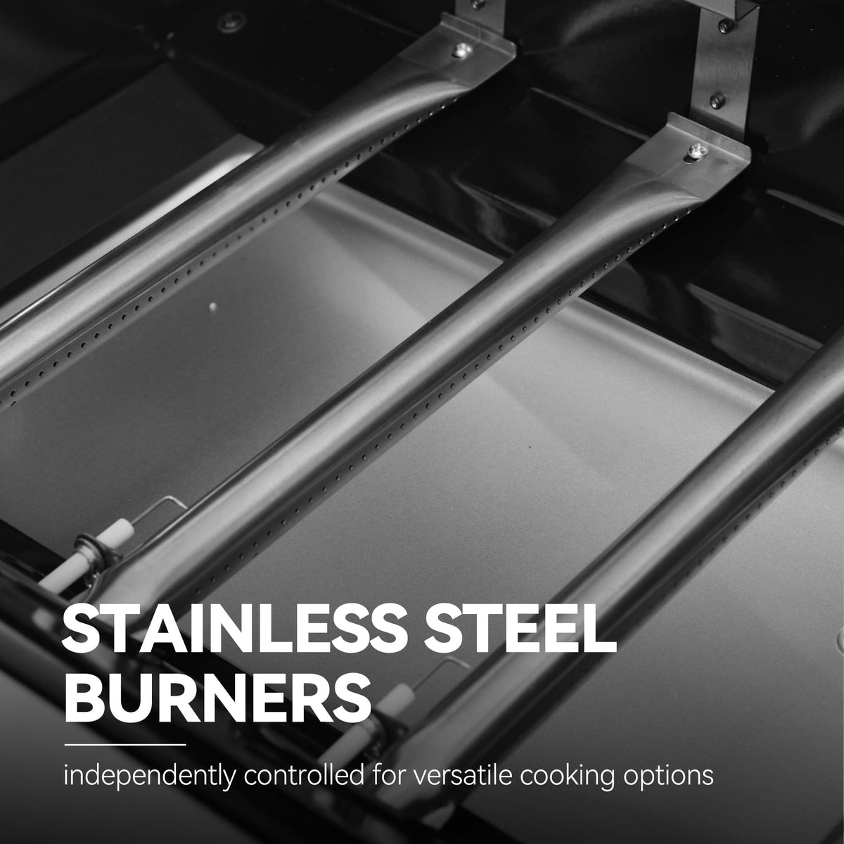 Royal Gourmet black-silver exterior adds stylish patio appeal.