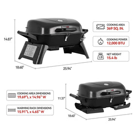 Royal Gourmet GT2006 control panel with built-in thermometer for precise temperature monitoring