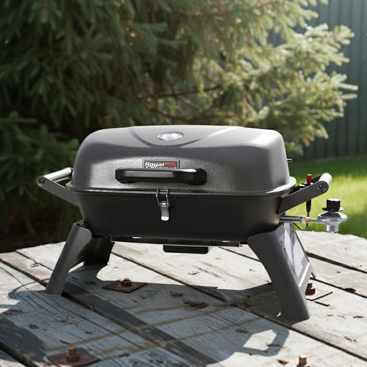 Royal Gourmet GT2006 folded legs in compact setup for easy outdoor transport