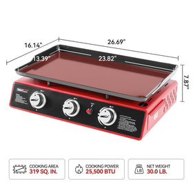 316 square inch cooking surface on the Royal Gourmet griddle for family meals.