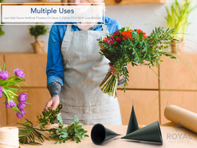 Royal Imports cone vase used indoors and outdoors with floral arrangements.