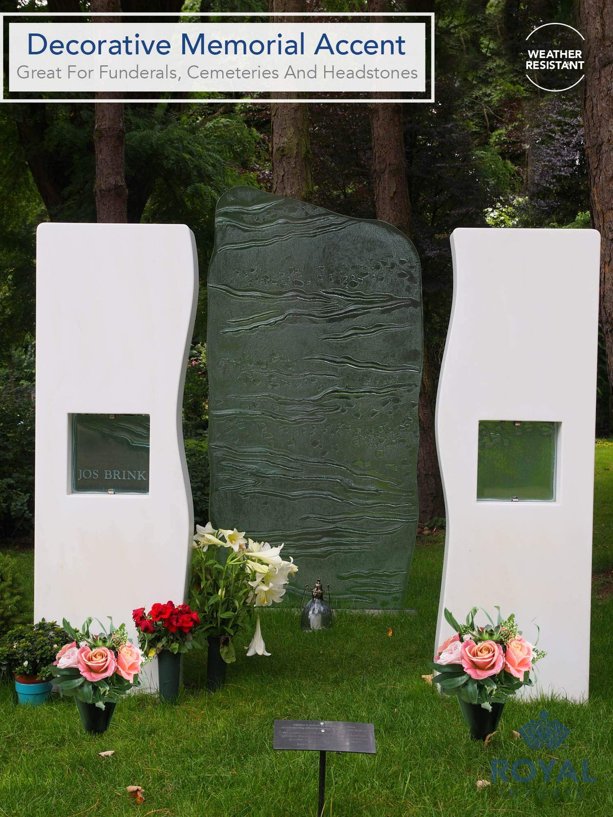 Garden and grave site display using Royal Imports cone vase for memorial decor.
