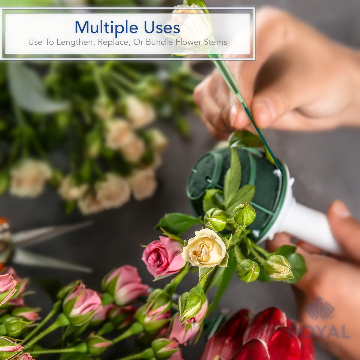 Royal Imports green pick with a flat point for easy insertion.