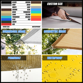 Breathable, water-permeable shade sail lets air flow and rain pass through.