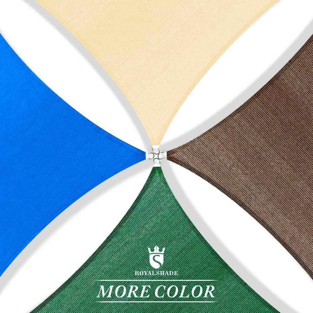 Royal Shade fabric label highlights UV feature and material details
