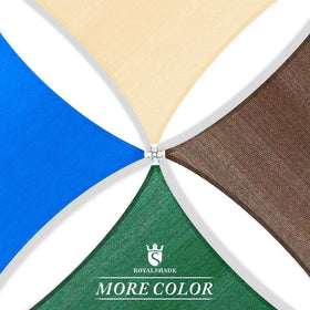 Royal Shade fabric label highlights UV feature and material details