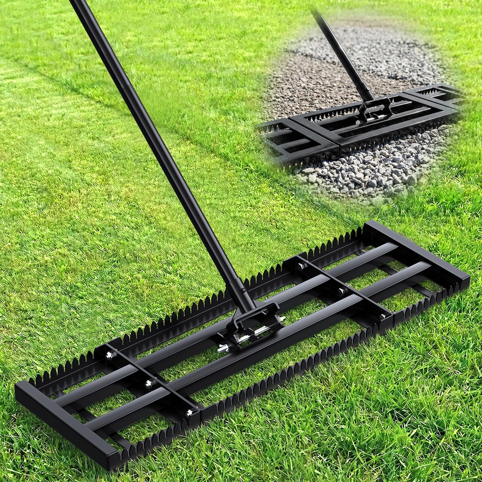 Bottom Rake Plate Roylvan Lawn Leveling Rake – 2-in-1 Ground Plate Leveler with 78-Inch ...