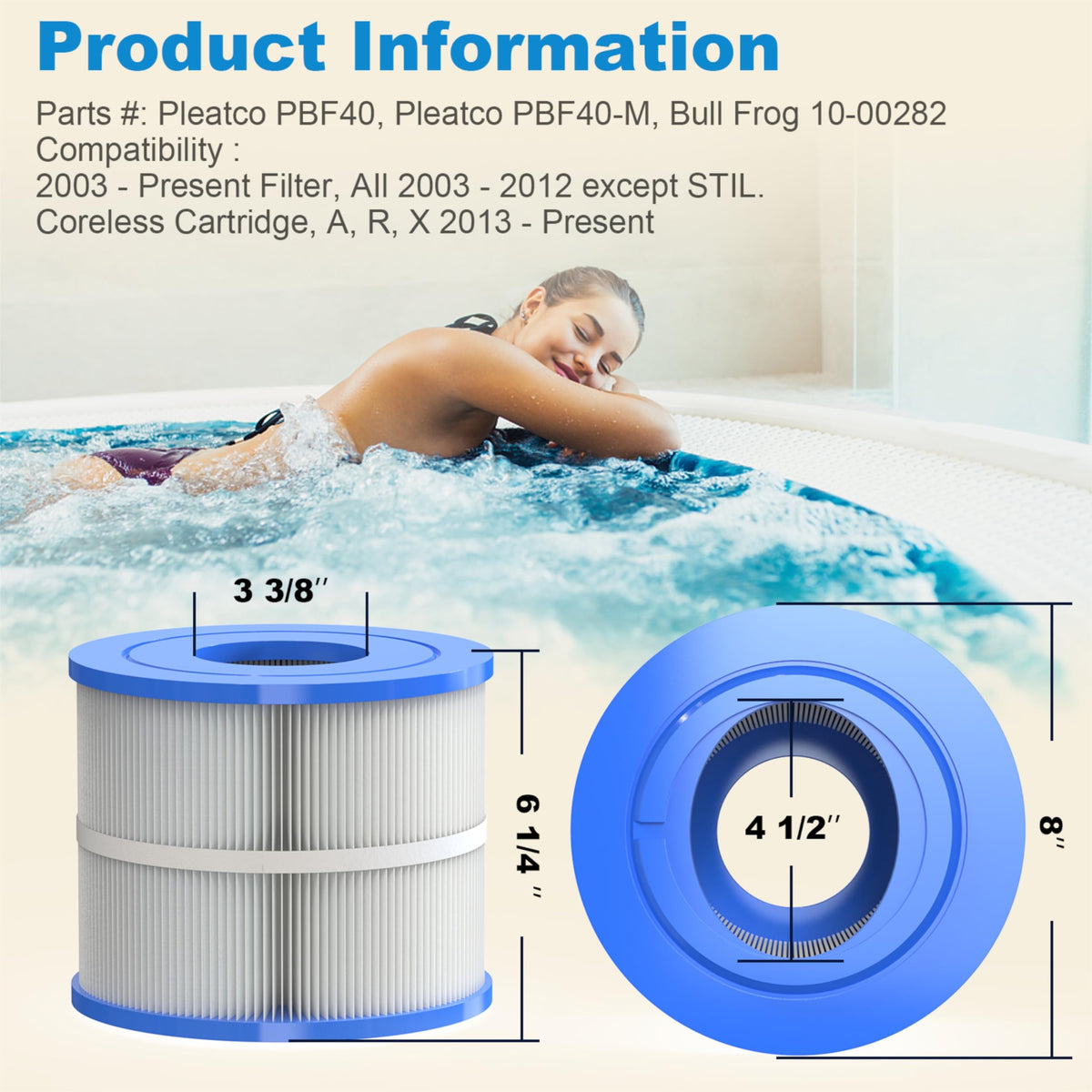 ROYOR Wellspring filter side view highlights easy installation and secure spa fit