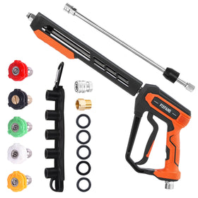 ROYPOWER FIXFANS pressure washer gun with ergonomic handle for comfortable cleaning.