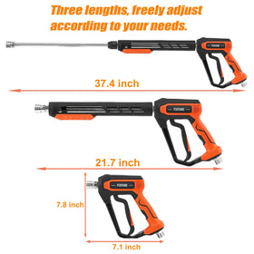 ROYPOWER FIXFANS wand extension 37.4 in reaches high surfaces for thorough washing.