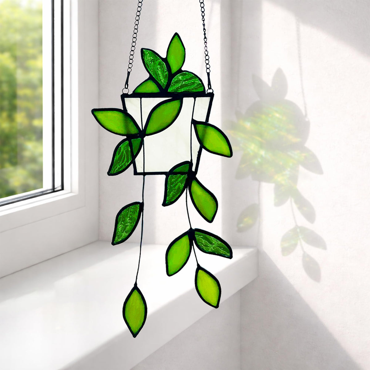 Royxen stained-glass-window-hanging adds nature-inspired charm to walls.