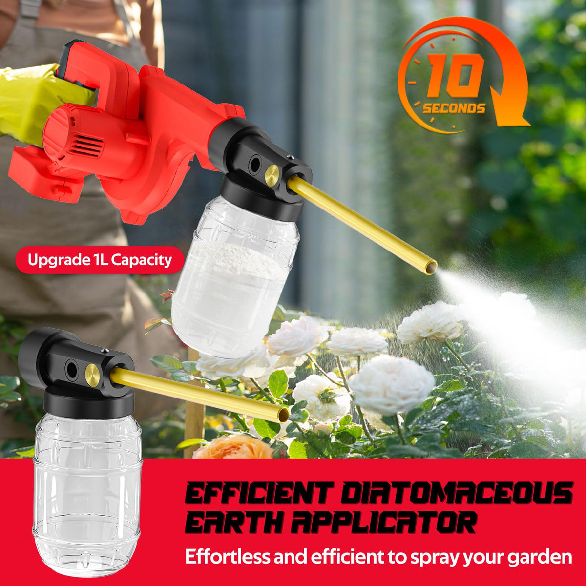 Rozlchar 1L spray bottle supports wider coverage across gardens and barns.