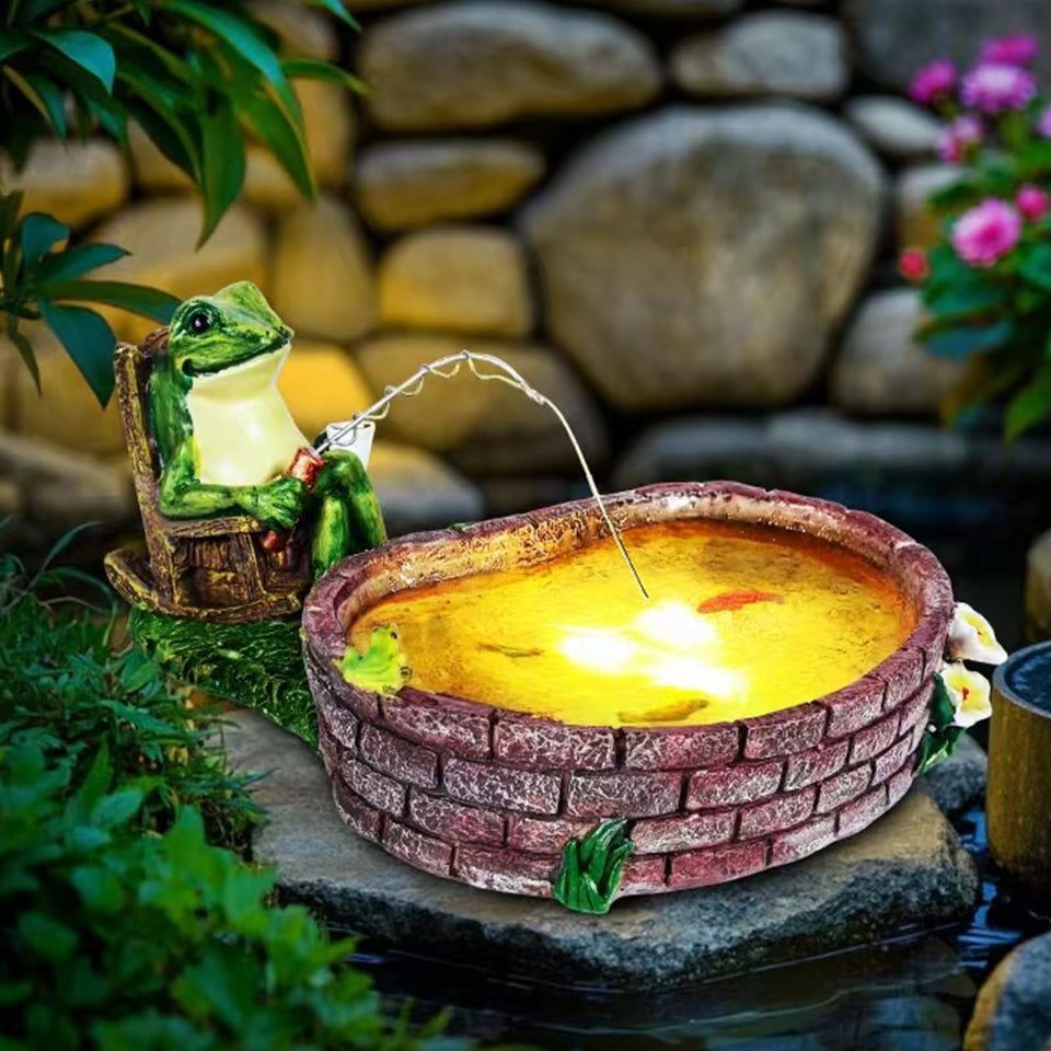 RPYFMMKPF solar frog garden decor glows at dusk for cozy outdoor ambiance.