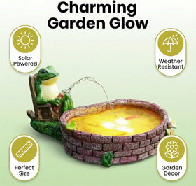RPYFMMKPF solar-powered garden lighting frog enhances nighttime ambiance outdoors.