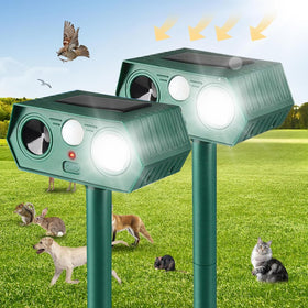 RQQN Solar Animal Repellent front view shows compact garden protection