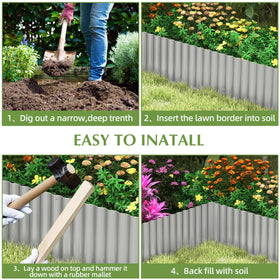 RRG metal border withstands weather and heavy yard use with galvanized finish.