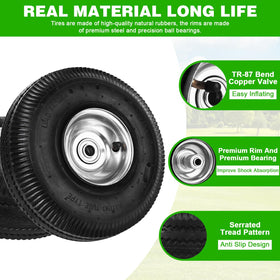RRQ wheel supports up to 300 lbs per wheel for outdoor tasks.