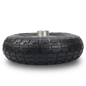 RRQ 10-inch pneumatic wheel top view showing strong hub and bearings for long service.