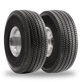 RRQ 10-inch solid PU tire side view showing all-terrain durability