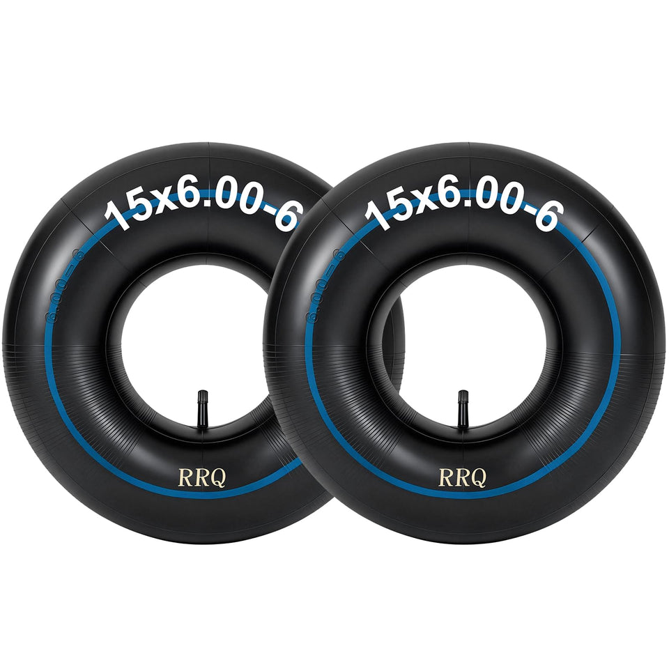 RRQ 15x6.00-6 inner tube packaging for lawn equipment, ready for quick replacement.