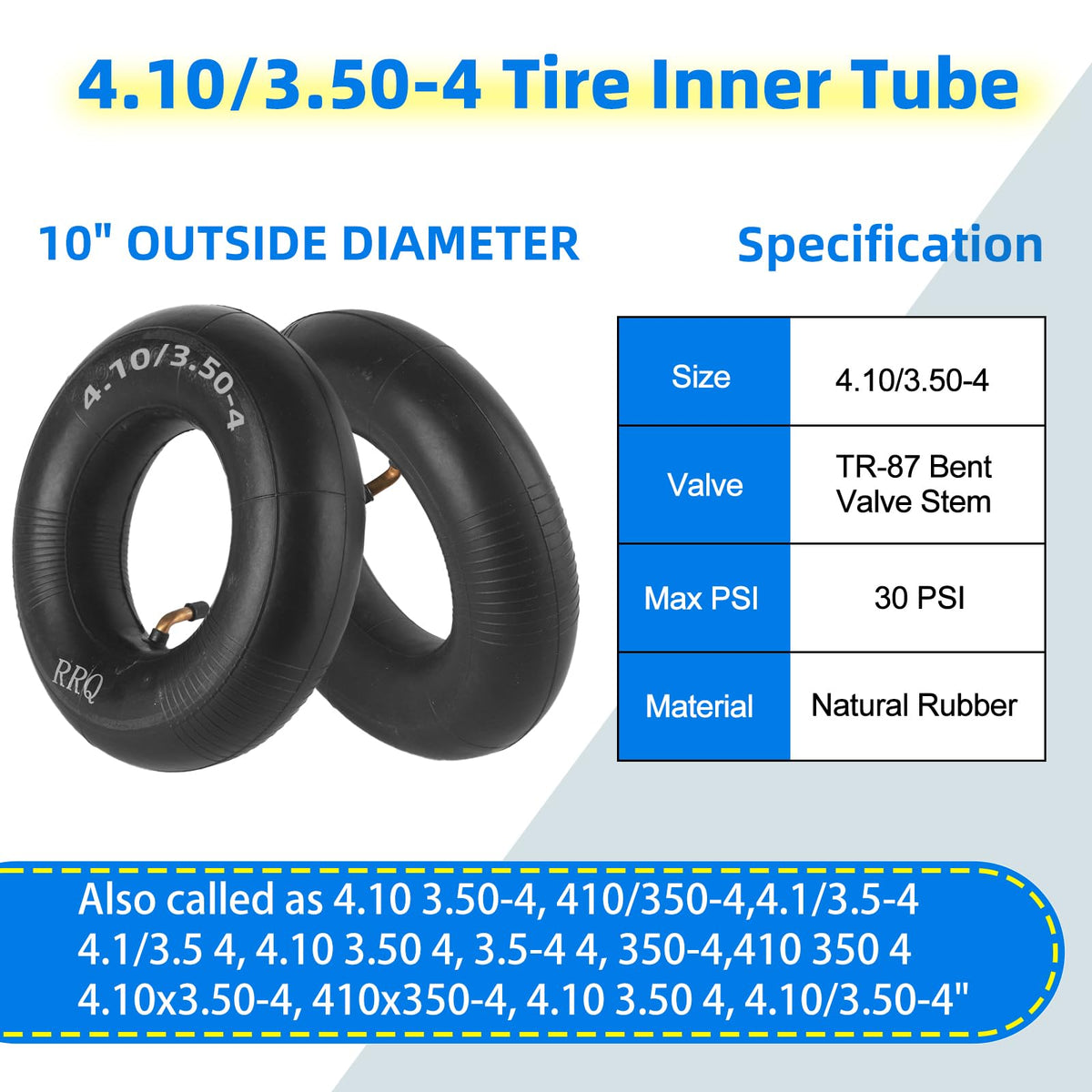 RRQ inner tube close-up shows thickened natural rubber wall for durability